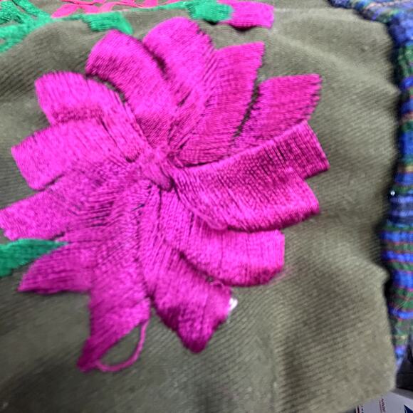 Cloth Purse Bohemian Sling Mexico Playa Del Carmen embroidered cinch lined - Picture 10 of 12